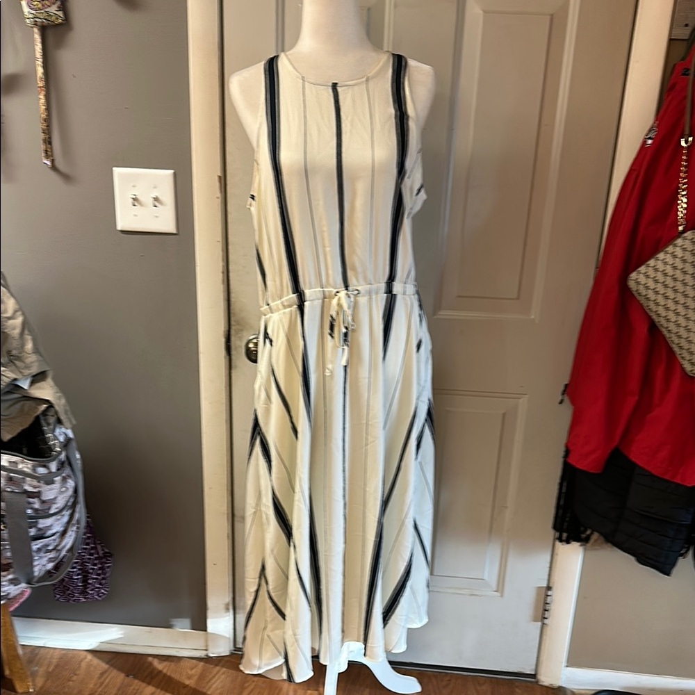 Lou & Grey Blue Cream Halter open back Maxi Sundress